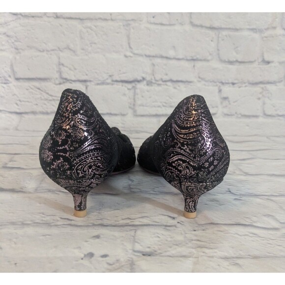 Irregular Choice Purple & Black  velvet Shimmer Print Pointed Heels Women 39.5 - Picture 7 of 12
